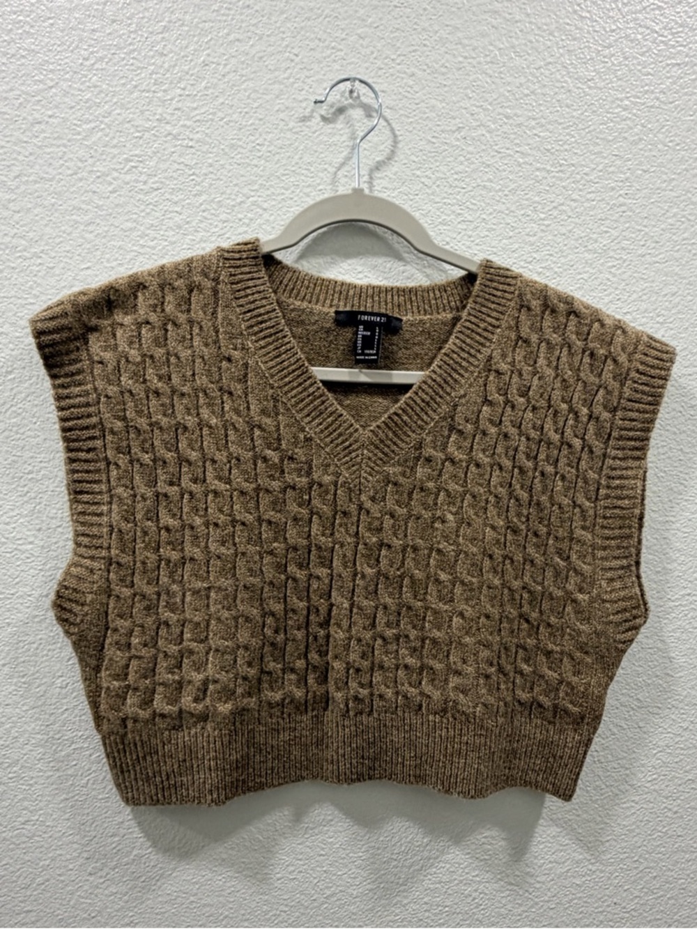 Forever 21 Cable Knit V-Neck Sweater Vest